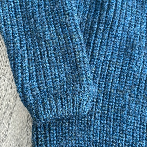 Wolsey | Turquoise 100% chunky wool made in Scotland knit fisherman sweater - Picture 3 of 9